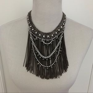 NWT Bebe Gunmetal & Jeweled Chain Necklace